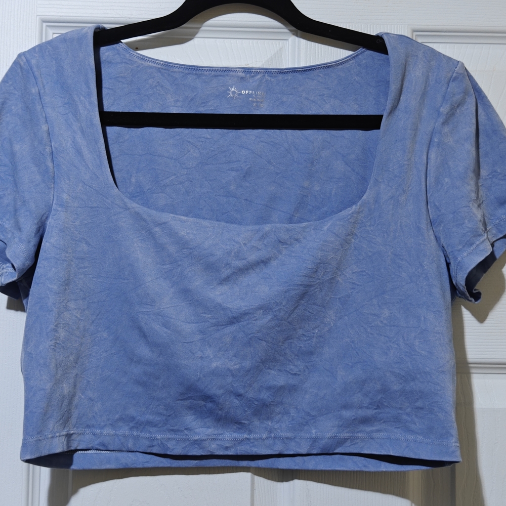 Aerie Blue Short Sleeve Crop Top